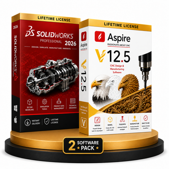 compare product SOLIDWORKS 2026 + Vectric Aspire 12.5 Software Pack | Lifetime Access - Instant Download